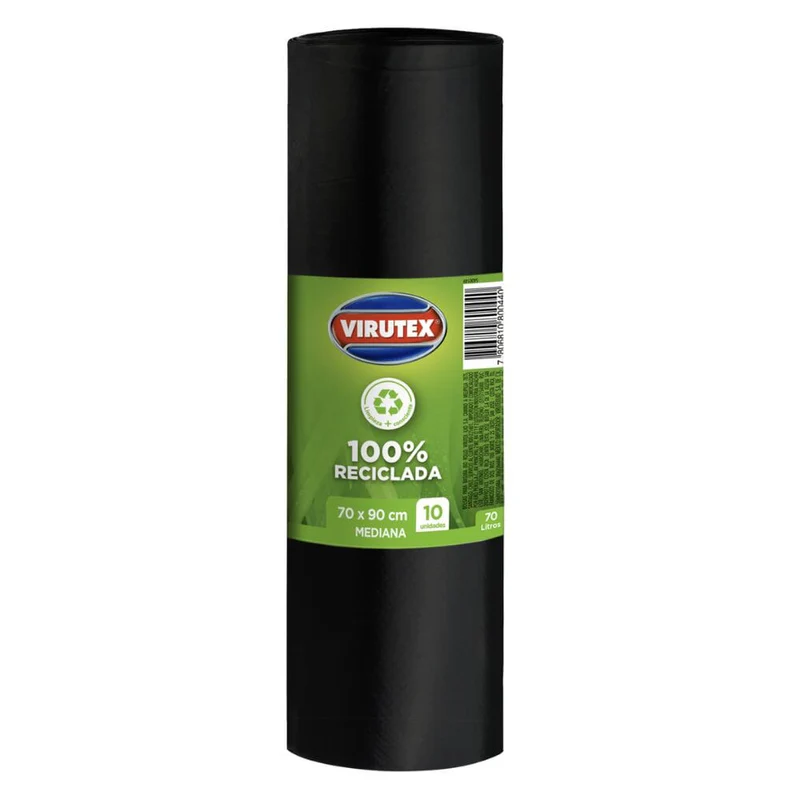 BOLSA BASURA NEGRA MEDIANA 70x90 (70 lts) Rollo 10 unid - VIRUTEX