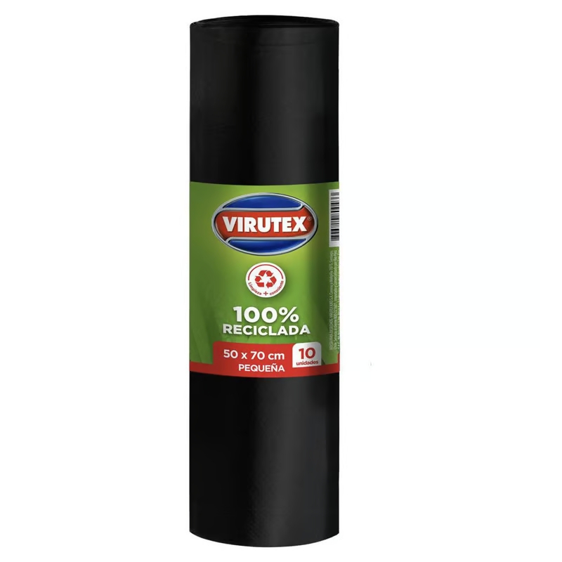 BOLSA BASURA NEGRA PEQUEÑA 50X70 (30 lts) Rollo 10 unid - VIRUTEX