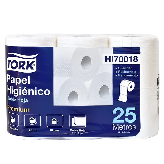 HIGIENICO PREMIUM ROLLO D/H 48 Rollos (8x6) x 25 m - TORK HI70018