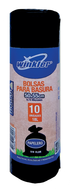 BOLSA BASURA NEGRA 50x55x0,15 Rollo 10 unid - WINKLER