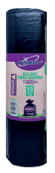 BOLSA BASURA NEGRA GRANDE 80x110 (120 lts) Rollo 10 UDS