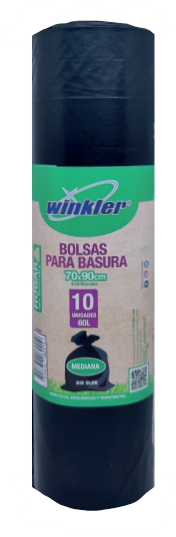 BOLSA BASURA NEGRA 70x90 (60 lts) Rollo 10 UDS
