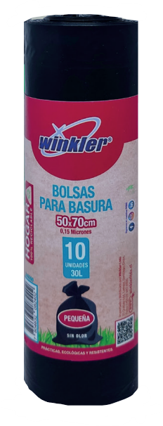 BOLSA BASURA NEGRA 50x70x0,15 Rollo 10 unid - WINKLER