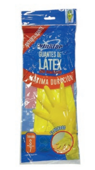 GUANTES LATEX AMARILLO 13" Talla S UD