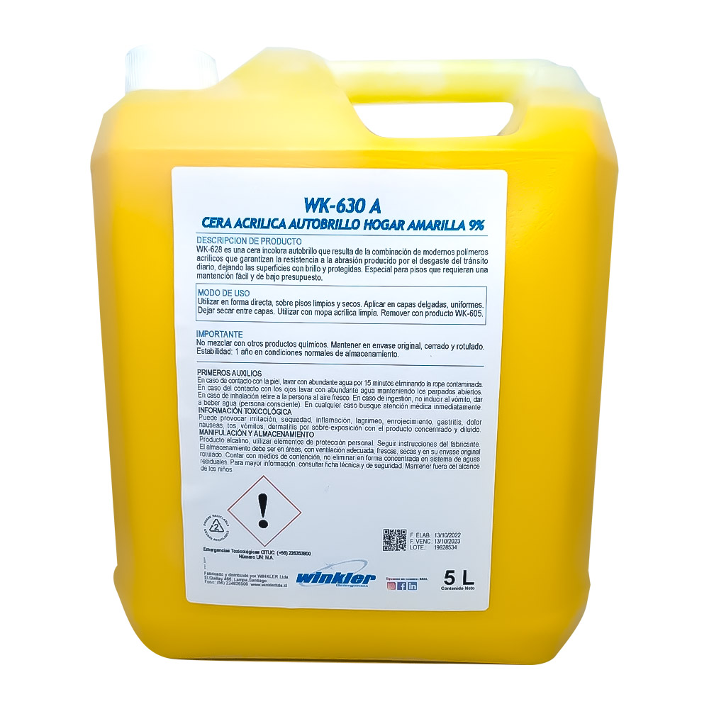 CERA ACRILICA AUTOBRILLO HOGAR AMARILLA (9%) 5 L - WINKLER