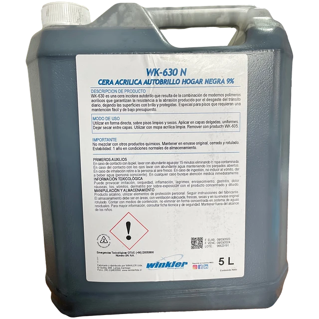 CERA ACRILICA AUTOBRILLO HOGAR NEGRA (9%) 5 L - WINKLER