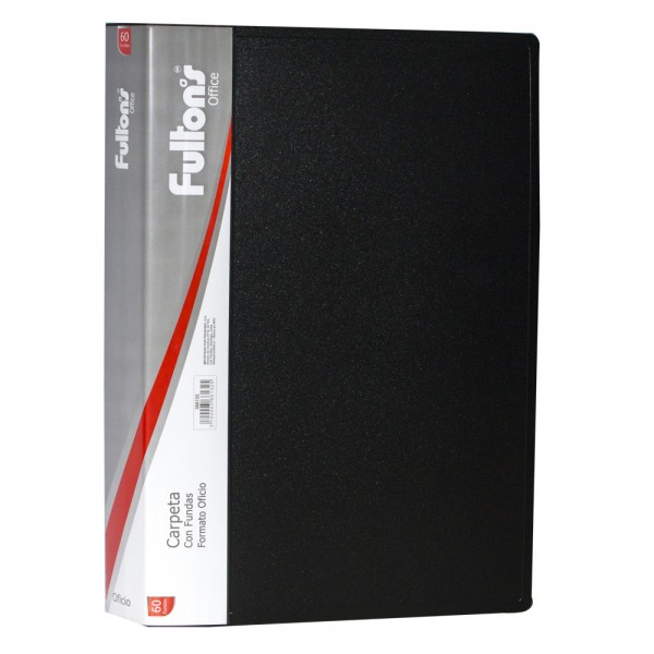 CARPETA OFICIO 20 FUNDAS VINIL LISO S/DISEÑO NEGRO UD