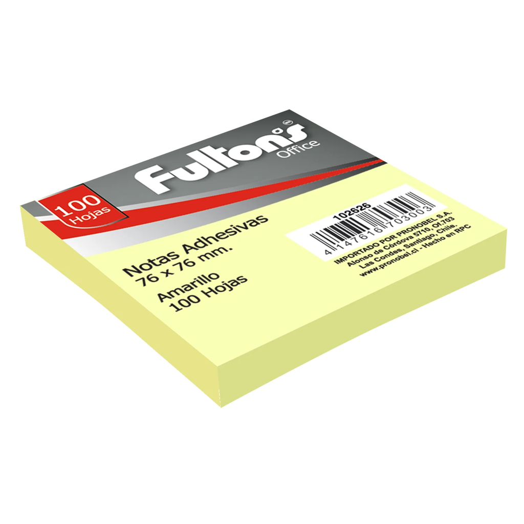 NOTA ADHESIVA PAPEL AMARILLO 75-76X75-76X75-76MM 100 hojas 1 unid - FULLTONS