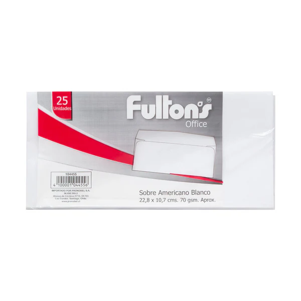 SOBRE AMERICANO BLANCO 70 g 1 unid - FULLTONS