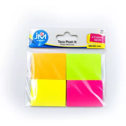 [OF91JM107] NOTA ADHESIVA PAPEL 4 COLORES NEÓN 38X50MM 100 HJS UD