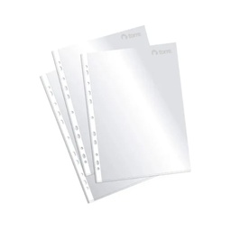 [OF91TR055] FUNDA PLÁSTICA ARCHIVADOR TRANSPARENTE TAMAÑO OFICIO LOMO BLANCO 100 unid - TORRE