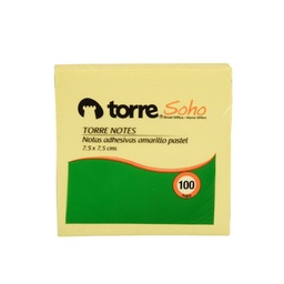 [OF91TR106] NOTA ADHESIVA PAPEL AMARILLO 75-76X75-76X75-76MM 100 hojas 1 unid - TORRE