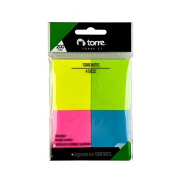 [OF91TR107] NOTA ADHESIVA PAPEL 4 COLORES NEÓN 38X50MM 200 HJS UD