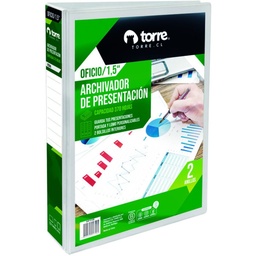 [OF91TR158] ARCHIVADOR VINIL BLANCO S/DISEÑO OFICIO ANILLOS 370 hojas (1,5") 1 unid - TORRE