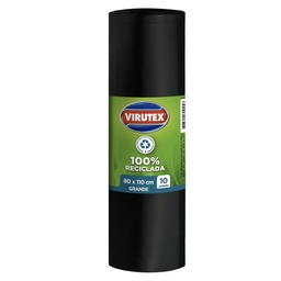 [AS88VT001] BOLSA BASURA NEGRA GRANDE 80x110 (120 lts) Rollo 10 unid - VIRUTEX