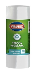 [AS88VT005] BOLSA BASURA BLANCA 50x55 Rollo 20 unid - VIRUTEX